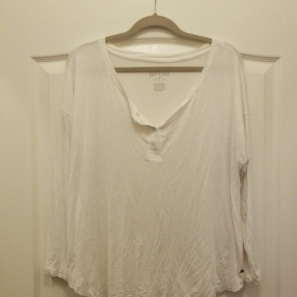 AE Soft and Sexy 3/4 Sleeve Button Down Tee